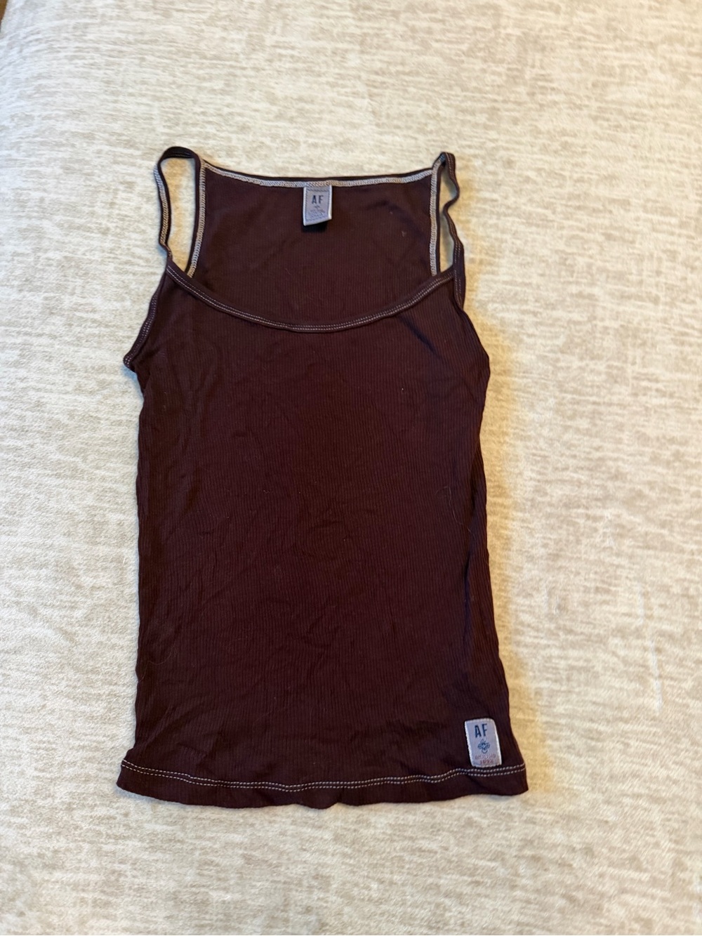 Abercrombie & Fitch Dark Brown Burgundy Ribbed Tank with Contrast Trim